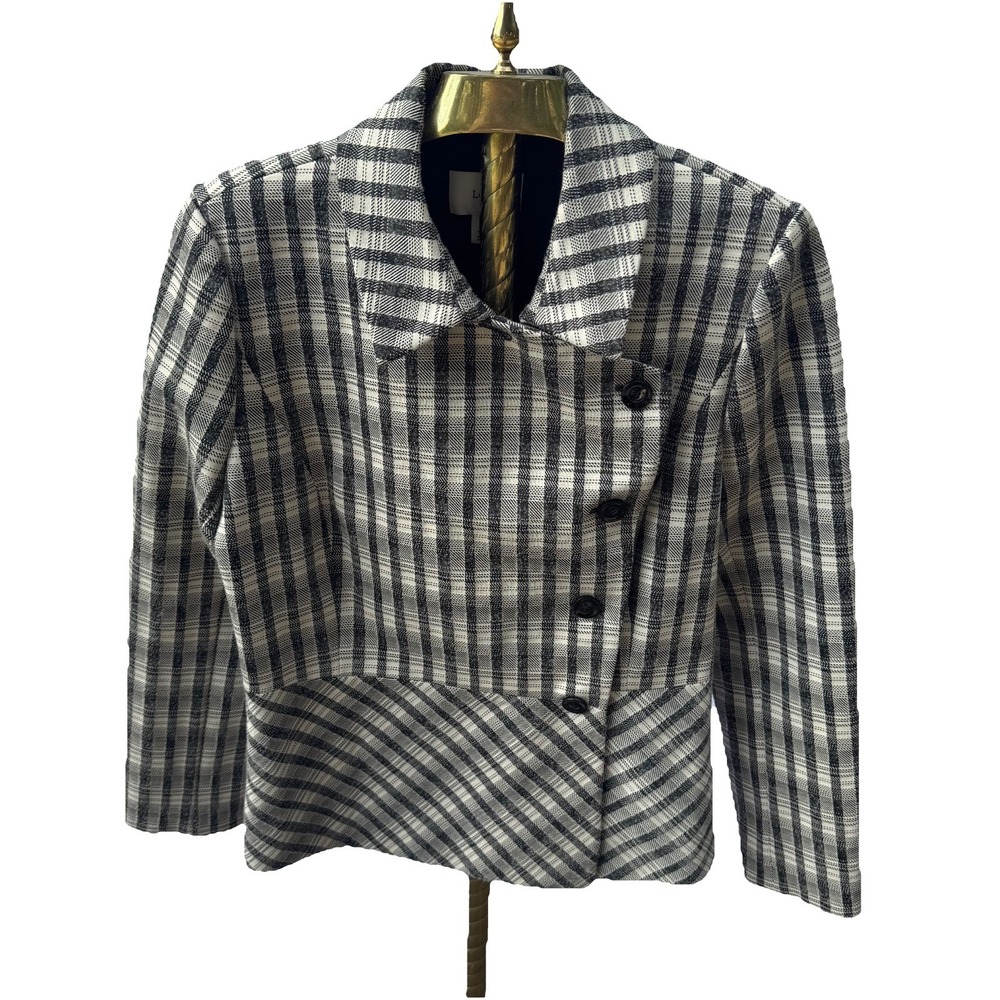 Lewit Chandler Jacket Coat Women's XL Plaid Peplum Wool Blend Blazer $450 New - Picture 2 of 6